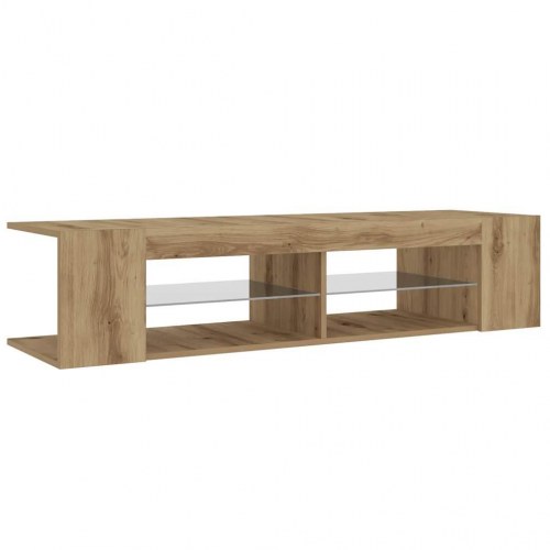 Tv-bord med LED-lys - 135×39×30 cm i konstrueret træ, kunsteg