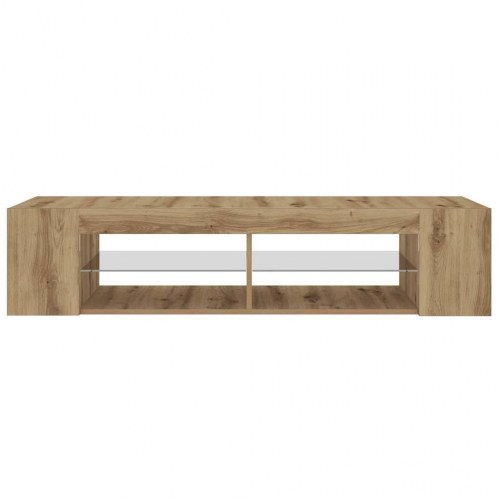 Tv-bord med LED-lys - 135×39×30 cm i konstrueret træ, kunsteg