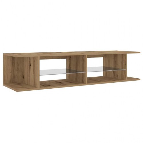 Tv-bord med LED-lys - 135×39×30 cm i konstrueret træ, kunsteg