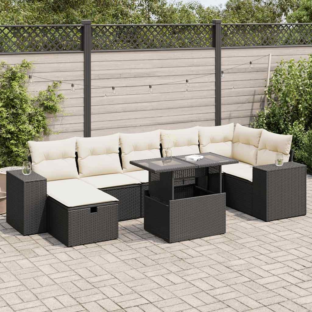 Sofasæt til haven 5 dele med hynder polyrattan sort