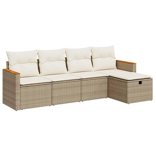 Sofasæt til haven 5 dele med hynder polyrattan beige