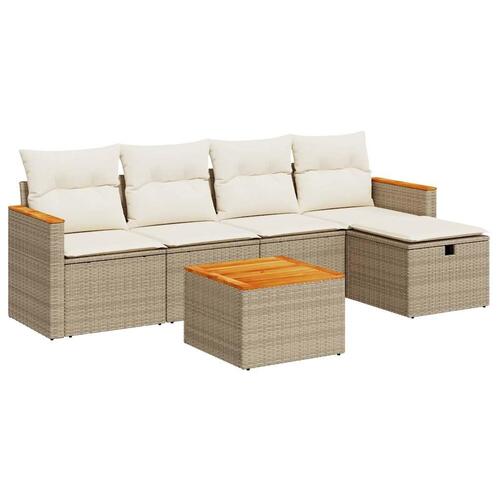Sofasæt til haven 6 dele med hynder polyrattan beige