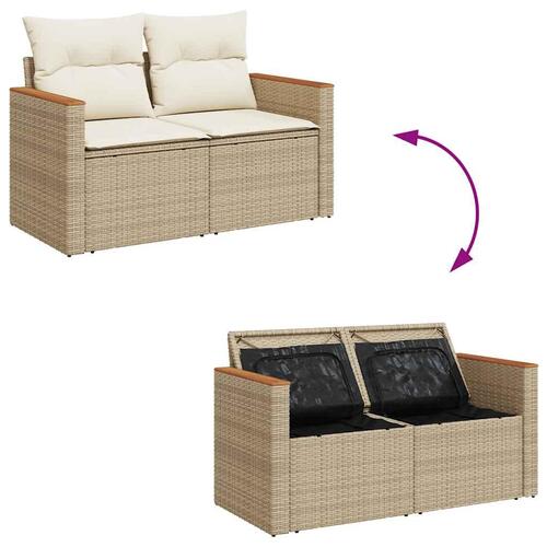 Sofasæt til haven 6 dele med hynder polyrattan beige