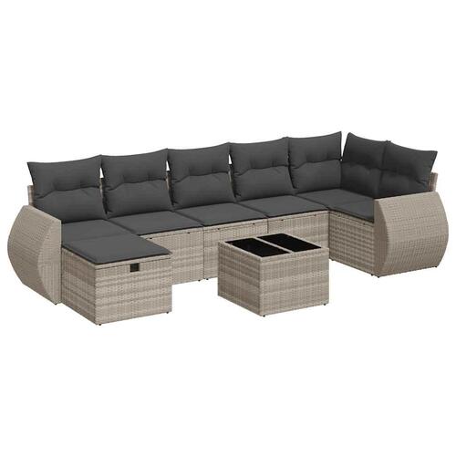 Sofasæt til haven 8 dele med hynder polyrattan lysegrå