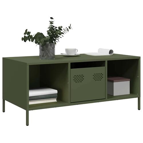 Sofabord 101,5x50x43,5 cm koldvalset stål olivengrøn