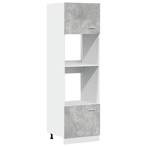 Køkkenskab til mikroovn 60x57x207 cm konstrueret træ betongrå