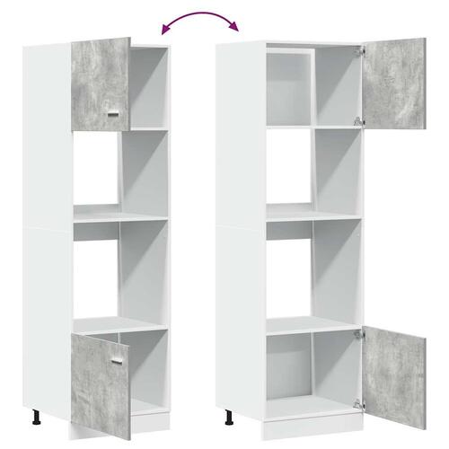 Køkkenskab til mikroovn 60x57x207 cm konstrueret træ betongrå