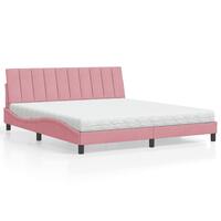 Seng med madras 180x200 cm velour lyserød