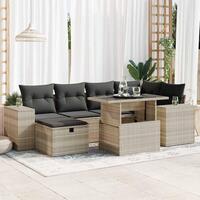 Sofasæt til haven 8 dele med hynder polyrattan lysegrå