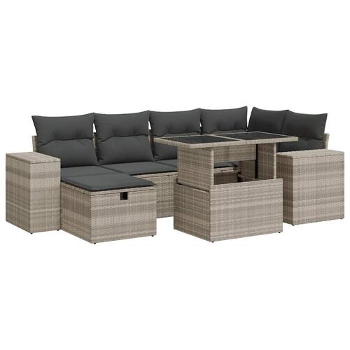Sofasæt til haven 8 dele med hynder polyrattan lysegrå