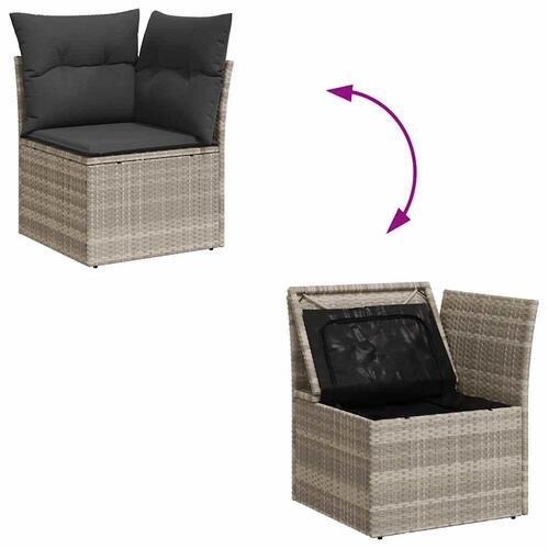 Sofasæt til haven 8 dele med hynder polyrattan lysegrå