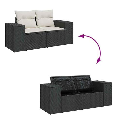 Sofasæt til haven 9 dele med hynder polyrattan sort