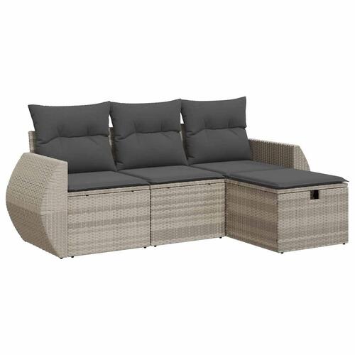 Sofasæt til haven 4 dele med hynder polyrattan lysegrå