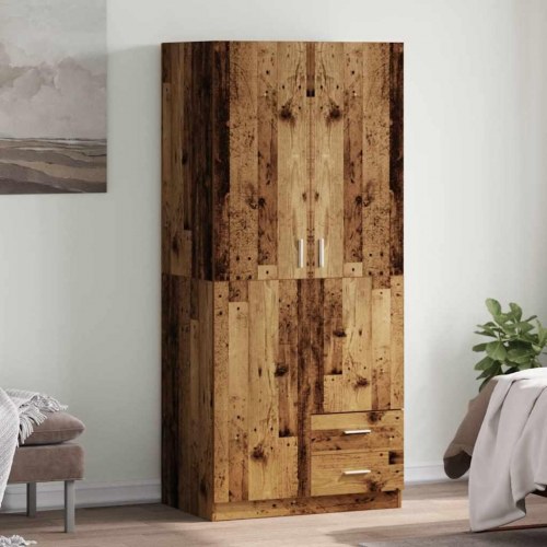 Klædeskab 80×52×180 cm i konstrueret træ - antikt træ