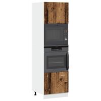 Køkkenskab til mikroovn 60x57x207 cm konstrueret træ antikt træ