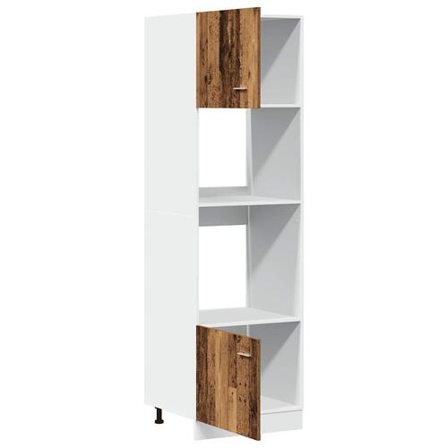Køkkenskab til mikroovn 60x57x207 cm konstrueret træ antikt træ