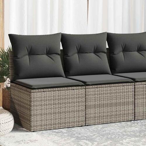 Sofasæt til haven 2 dele med hynder polyrattan akacietræ grå