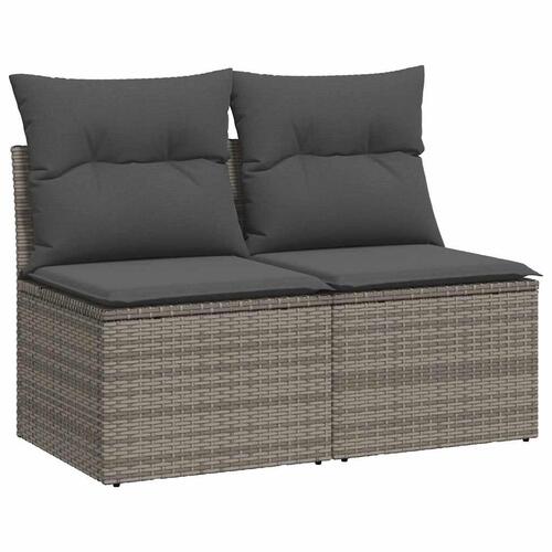 Sofasæt til haven 2 dele med hynder polyrattan akacietræ grå