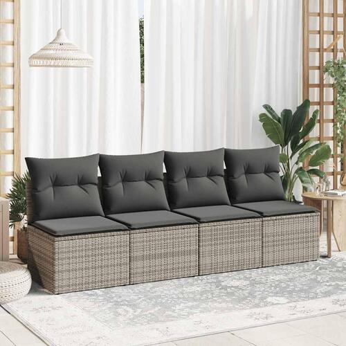 Sofasæt til haven 2 dele med hynder polyrattan akacietræ grå