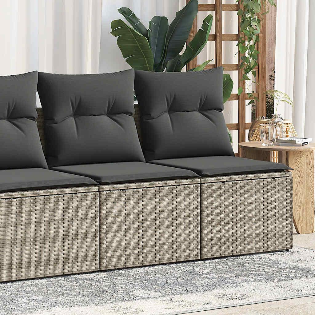 Sofasæt til haven 2dele med hynder polyrattan akacietræ lysegrå billede