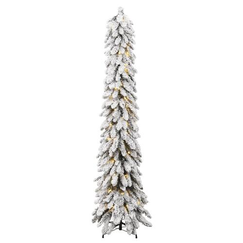 Kunstigt juletræ med 130 LED'er og sne 210 cm