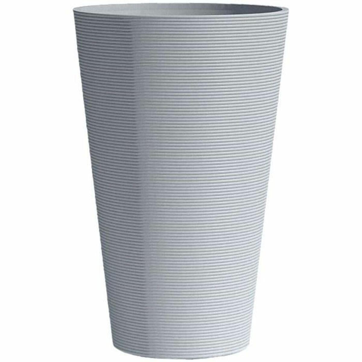 Garden ID urtepotte - høj, rillet grå design