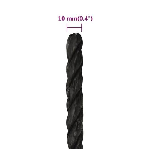 Arbejdsreb 10 mm 250 m polypropylen sort