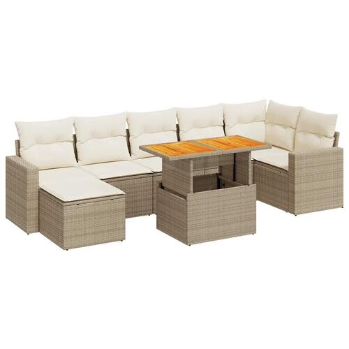 Sofasæt til haven 8 dele med hynder polyrattan beige