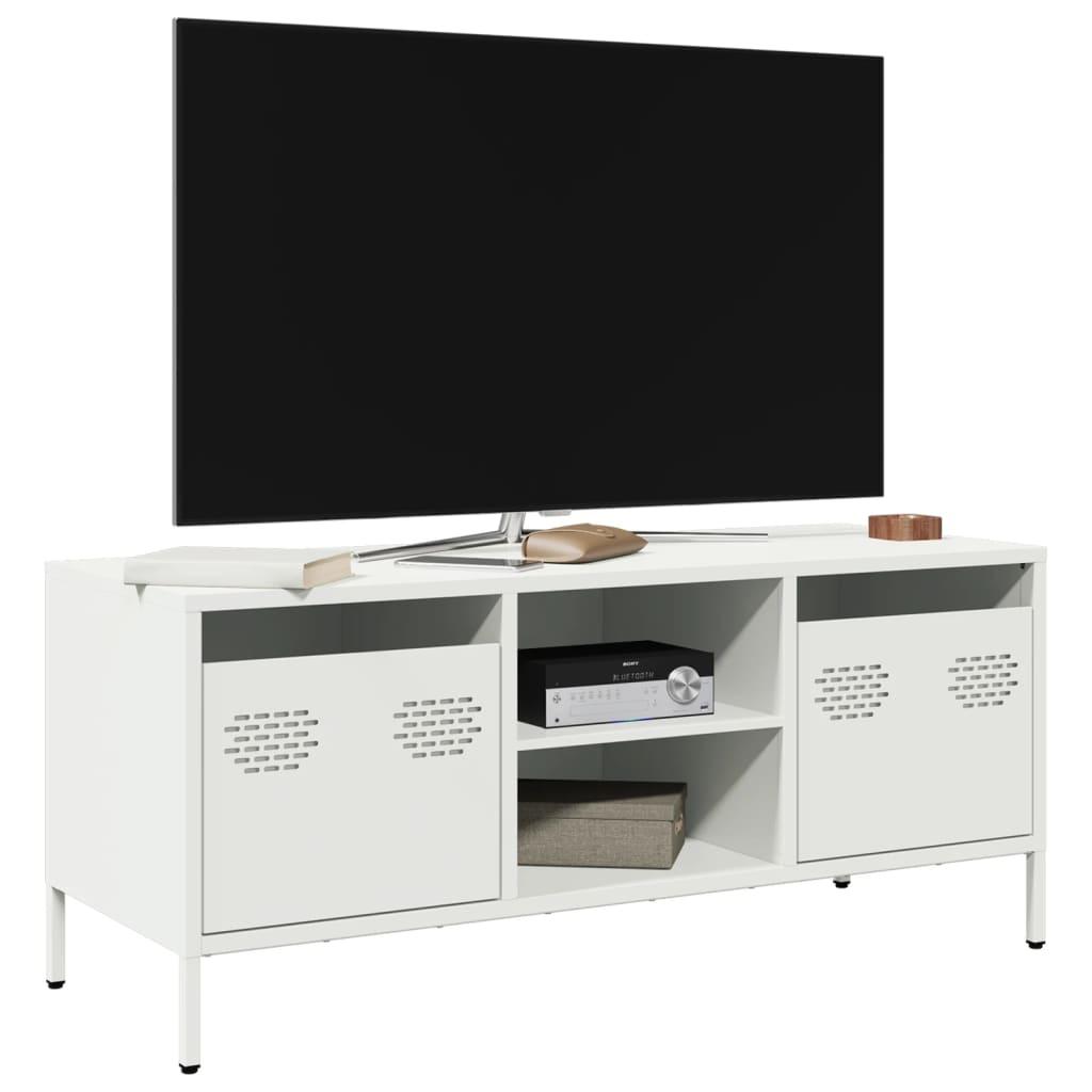 Tv-Bord 101,5X39X43,5 Cm Koldvalset Stål - Hvid