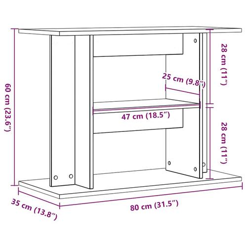 Akvariebord 80x35x60 cm konstrueret træ kunsteg