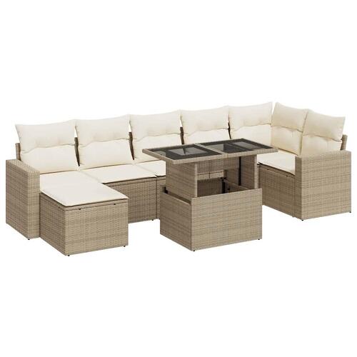 Sofasæt til haven 8 dele med hynder polyrattan beige