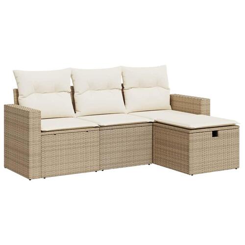 Sofasæt til haven 4 dele med hynder polyrattan beige