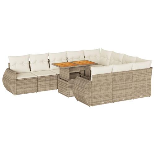Sofasæt til haven 11 dele med hynder polyrattan beige