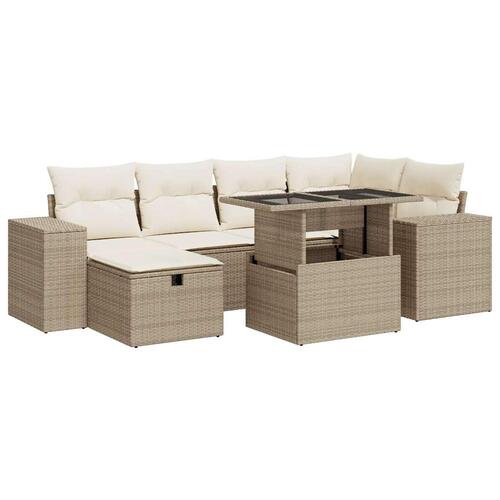 Sofasæt til haven 8 dele med hynder polyrattan beige