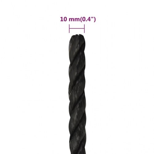 Arbejdsreb 10 mm - 500 m polypropylen, sort