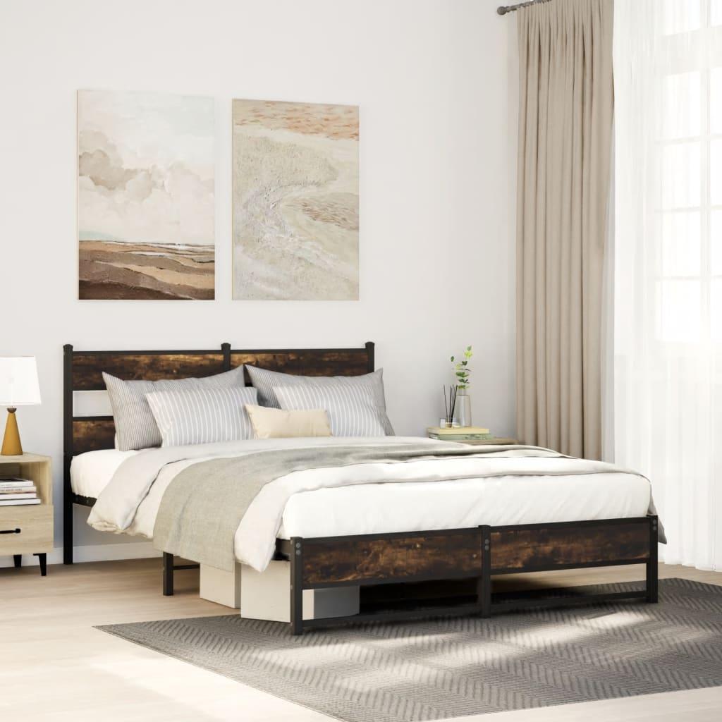 Sengeramme uden madras 135x190 cm metal røget egetræsfarve billede
