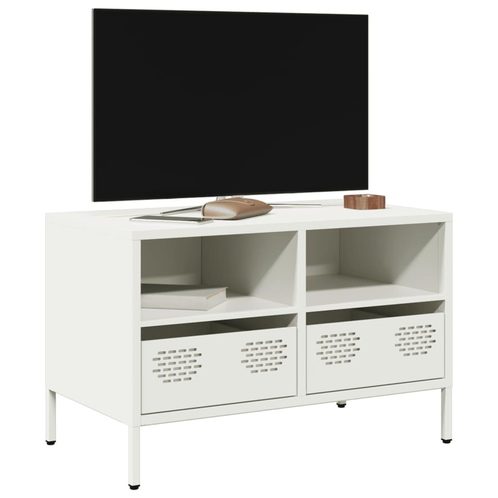 Tv-Bord 68X39X43,5 Cm Koldvalset Stål - 68 cm / Hvid