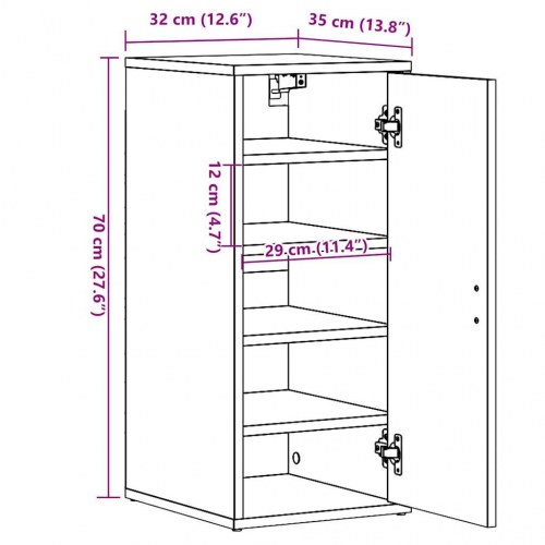 Skoskab med låge - 32×35×70 cm, konstrueret træ, antikt træ