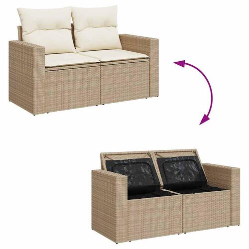 Sofasæt til haven 6 dele med hynder polyrattan beige