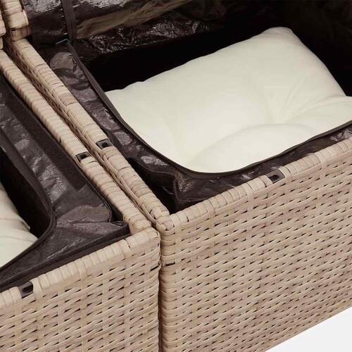 Sofasæt til haven 6 dele med hynder polyrattan beige