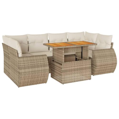 Sofasæt til haven 7 dele med hynder polyrattan beige
