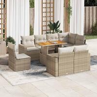 Sofasæt til haven 9 dele med hynder polyrattan beige