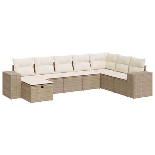 Sofasæt til haven 8 dele med hynder polyrattan beige