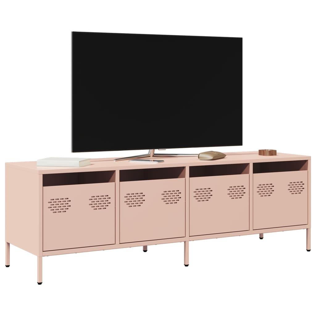 Tv-bord 135x39x43,5 cm koldvalset stål lyserød billede