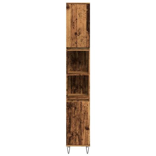 Badeværelsesskab 30x30x190 cm konstrueret træ gammelt trælook
