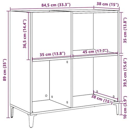 Vinylskab 84,5x38x89 cm konstrueret træ antikt trælook