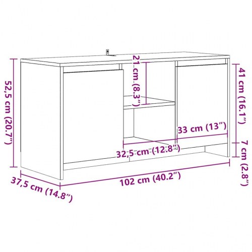 Tv-bord i kunsteg - 102 × 37,5 × 52,5 cm, konstrueret træ