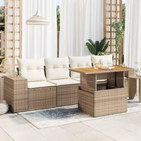 Sofasæt til haven 5 dele med hynder polyrattan beige