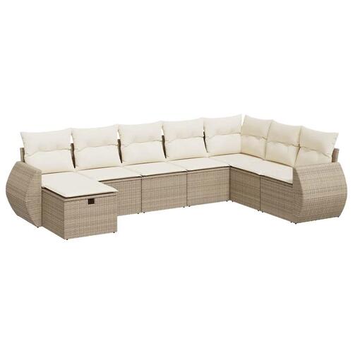 Sofasæt til haven 8 dele med hynder polyrattan beige