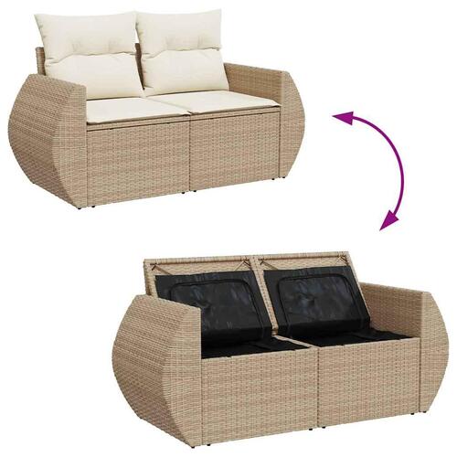 Sofasæt til haven 8 dele med hynder polyrattan beige